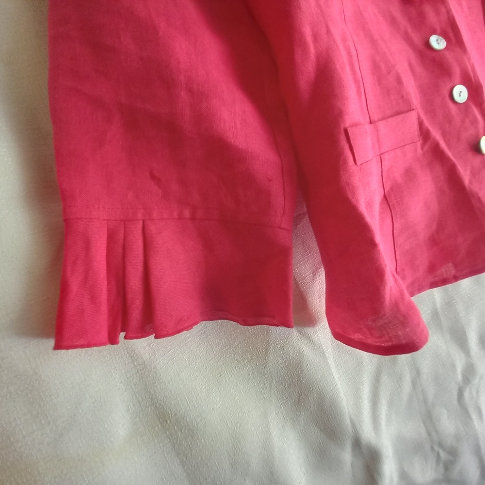 Pink Irish linen button down top - Picture 5 of 8